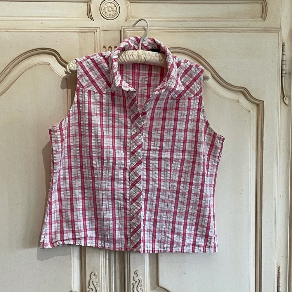 Sonoma pink plaid collared button down shirt